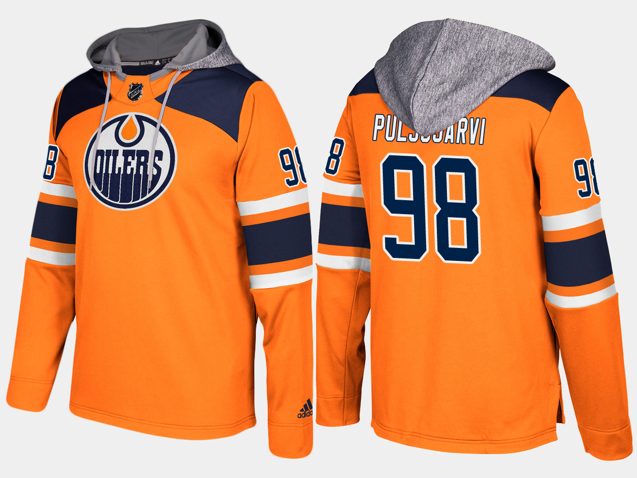 Men NHL Edmonton oilers 98 jesse puljujarvi orange hoodie